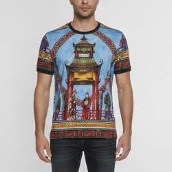 Pre Owned Dolce & Gabbana Multicolor Sicilian Chinoiserie Print Jersey T-Shirt L
