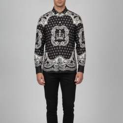 Pre Owned Dolce & Gabbana Black Bandana Print Silk Button-Down Shirt S