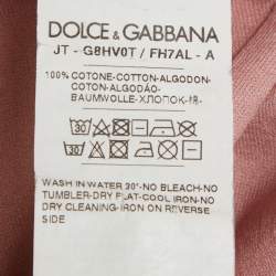 Pre Owned Dolce & Gabbana Pink Crest Printed Cotton Crewneck T-Shirt XL