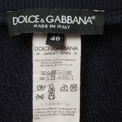 Pre Owned Dolce & Gabbana Navy Blue Jersey Drawstring Joggers S