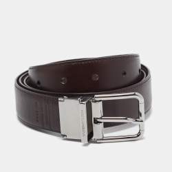 Dolce & Gabbana Brown Leather Reversible Buckle Belt 105 CM