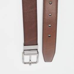 Dolce & Gabbana Brown Leather Reversible Buckle Belt 105 CM