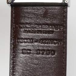 Dolce & Gabbana Brown Leather Reversible Buckle Belt 105 CM