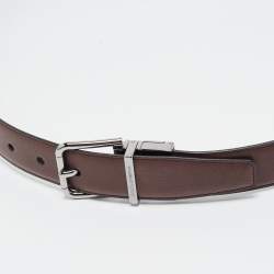 Dolce & Gabbana Brown Leather Reversible Buckle Belt 105 CM