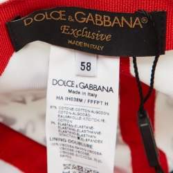 Dolce & Gabbana White Graphic Print Cotton Baseball Cap Size 58