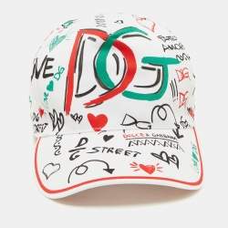 Dolce & Gabbana White Graphic Print Cotton Baseball Cap Size 58