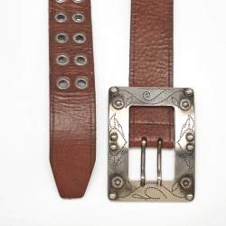 Dolce & Gabbana Brown Leather Big Buckle Belt 100CM