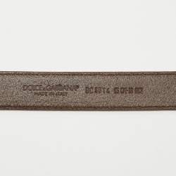 Pre Owned Dolce & Gabbana Brown Leather Buckle Belt 95CM