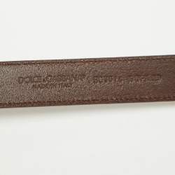 Dolce & Gabbana Brown Leather Buckle Belt 85CM