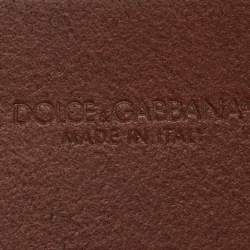 Pre Owned Dolce & Gabbana Brown Leather DG Logo Buckle Belt 100CM