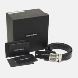 Pre Owned Dolce & Gabbana Cut to Size Buckle Belt Black Leather