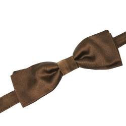 Pre Owned Dolce & Gabbana Brown Silk Satin Classic Bow Tie
