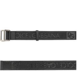 Pre Owned Dolce & Gabbana Black/Grey Branded tape Belt Size CM 100