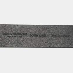 Pre Owned Dolce & Gabbana Black Leather DG Logo Belt 110CM