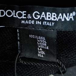 Dolce & Gabbana Black Logo Jacquard Wool Bandana 