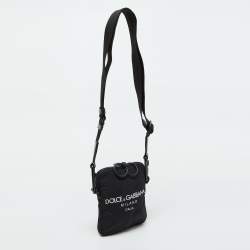 Dolce & Gabbana Black Nylon Logo Crossbody Bag