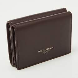 Dolce & Gabbana Burgundy Leather Trifold Card Case