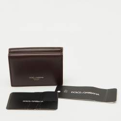 Dolce & Gabbana Burgundy Leather Trifold Card Case