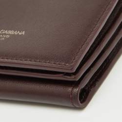 Dolce & Gabbana Burgundy Leather Trifold Card Case
