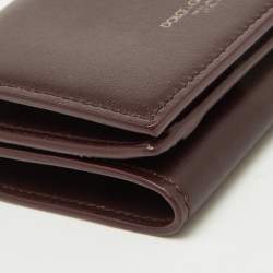Dolce & Gabbana Burgundy Leather Trifold Card Case
