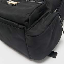 Dolce & Gabbana Black Nylon Logo Plaque Backpack