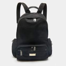 Dolce & Gabbana Black Nylon Logo Plaque Backpack