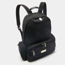 Dolce & Gabbana Black Nylon Logo Plaque Backpack