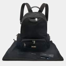 Dolce & Gabbana Black Nylon Logo Plaque Backpack