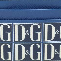 Pre Owned Dolce & Gabbana Blue Leather DG Logo Card Holder