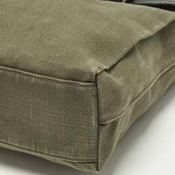 Pre Owned حقيبة يد دولتشي أند غابانا قماش أخضر/بني داكن بتشطيب متهالك