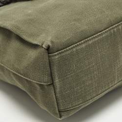 Pre Owned حقيبة يد دولتشي أند غابانا قماش أخضر/بني داكن بتشطيب متهالك