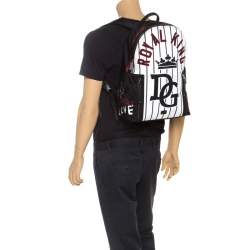 Dolce & Gabbana Black/White Royal King Print Backpack