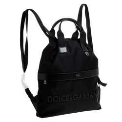 Dolce & Gabbana Black Nylon Drawstring Backpack