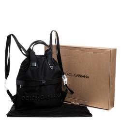 Dolce & Gabbana Black Nylon Drawstring Backpack