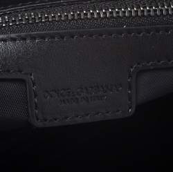 Dolce & Gabbana Black Crown Print Nylon and Leather Pouch