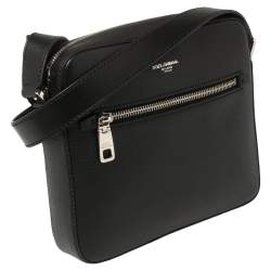 Dolce & Gabbana Black Leather Gothic Messenger Bag
