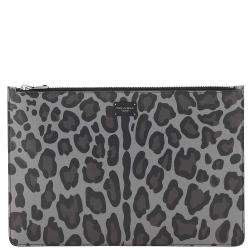 Dolce & Gabbana Grey/Black Leopard Print Pouch 