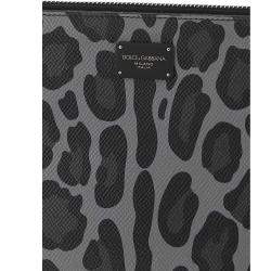 Dolce & Gabbana Grey/Black Leopard Print Pouch 