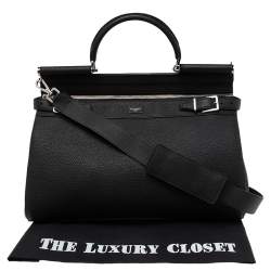 Pre Owned Dolce & Gabbana Black Leather Sicily Work Briefcase