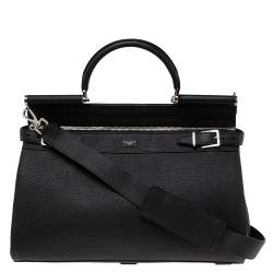 Pre Owned Dolce & Gabbana Black Leather Sicily Work Briefcase
