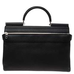 Pre Owned Dolce & Gabbana Black Leather Sicily Work Briefcase