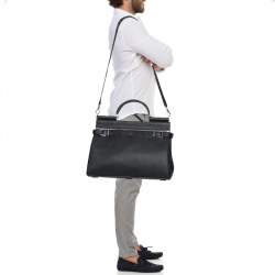 Pre Owned Dolce & Gabbana Black Leather Sicily Work Briefcase