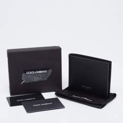 Pre Owned Dolce & Gabbana Black Leather Bifold Compact Wallet