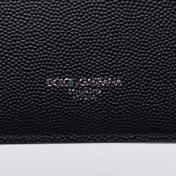 Pre Owned Dolce & Gabbana Black Leather Bifold Compact Wallet
