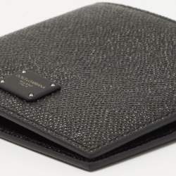 Dolce & Gabbana Black Leather Logo Plaque Bifold Wallet