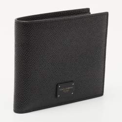Dolce & Gabbana Black Leather Logo Plaque Bifold Wallet