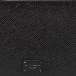 Dolce & Gabbana Black Leather Logo Plaque Bifold Wallet