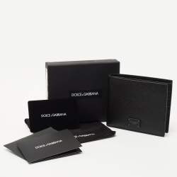 Dolce & Gabbana Black Leather Logo Plaque Bifold Wallet
