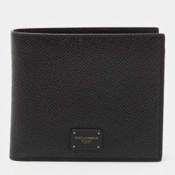 Dolce & Gabbana Black Leather Logo Plaque Bifold Wallet