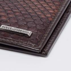 Dolce & Gabbana Dark Brown Snakeskin Bifold Wallet